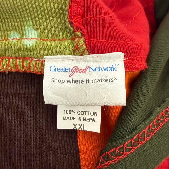 Greater Good Patchwork Jacket | Nepal Boho Hippie Festival Coat | 2X - Picture 4 of 10